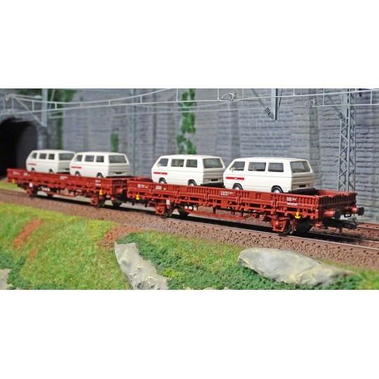 HR6458-Rivarossi HR6458 Set de 2 wagons type Kls, DB, chargé 4 camionnettes Volkswagen T2