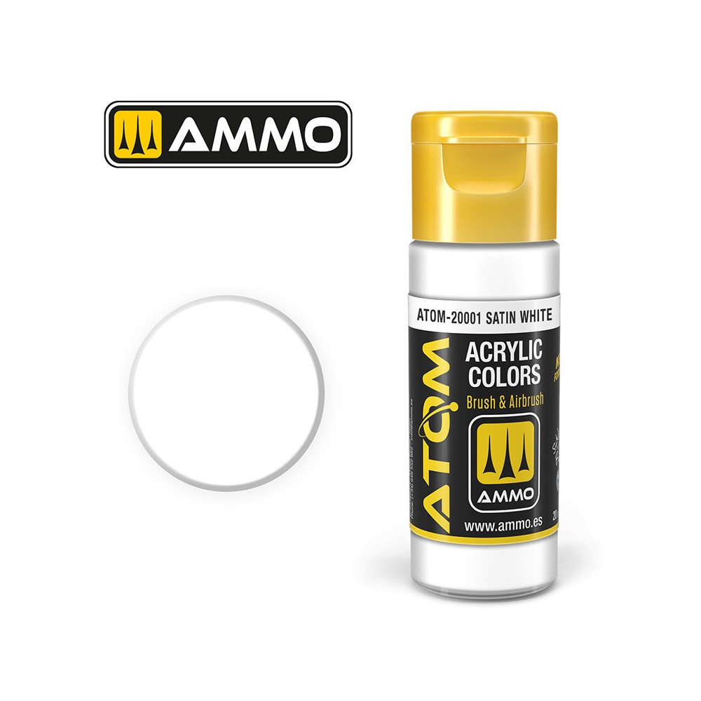 Peinture acrylique Blanc satiné 20ml ATOM AMMO