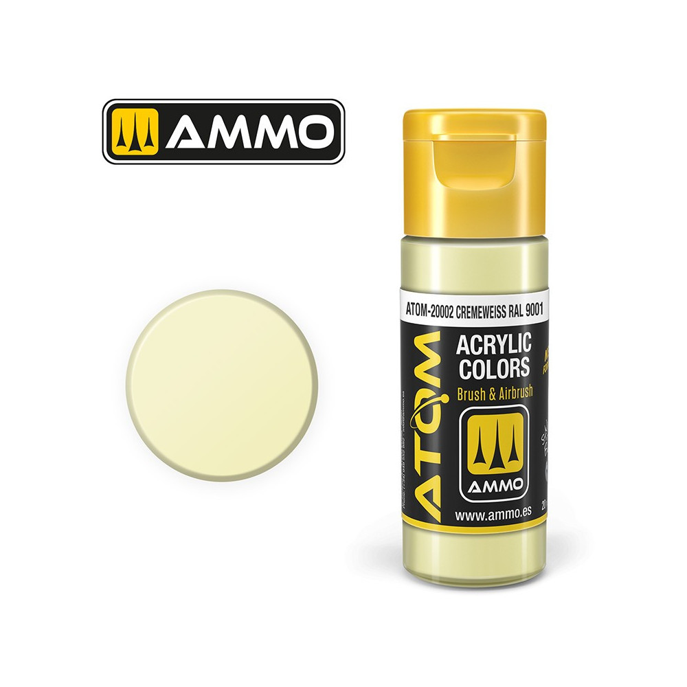 Peinture acrylique Crèmeweiss RAL 9001 20ml ATOM AMMO