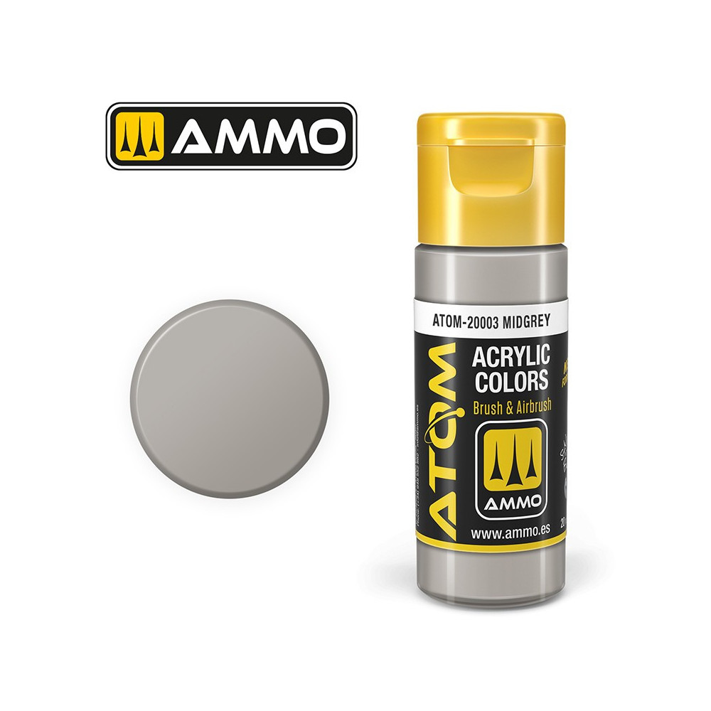 Peinture acrylique Gris moyen 20ml ATOM AMMO