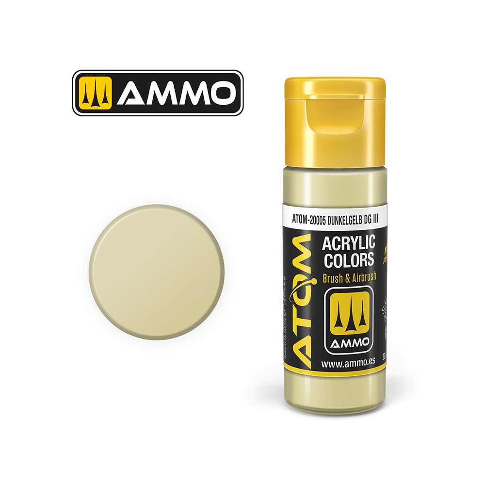 Peinture acrylique Dunkelgelb DG III 20ml ATOM AMMO