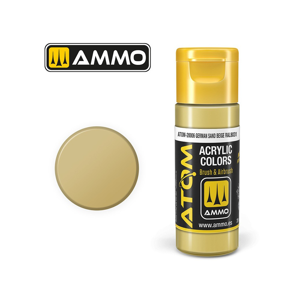 Peinture acrylique Beige sable allemand RAL 8031 20ml ATOM AMMO