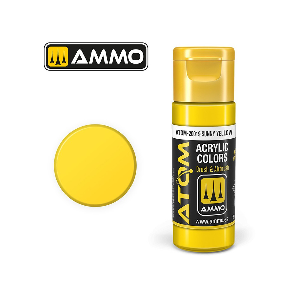 Peinture acrylique Jaune ensoleillé 20ml ATOM AMMO