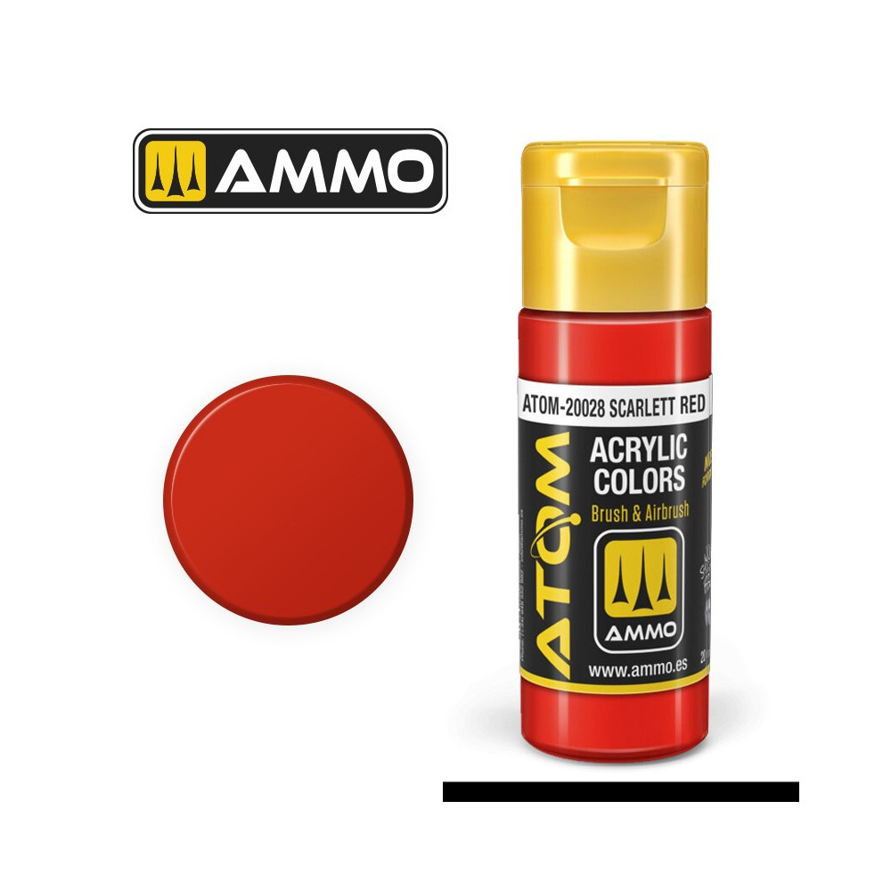 Peinture acrylique Rouge écarlate 20ml ATOM AMMO