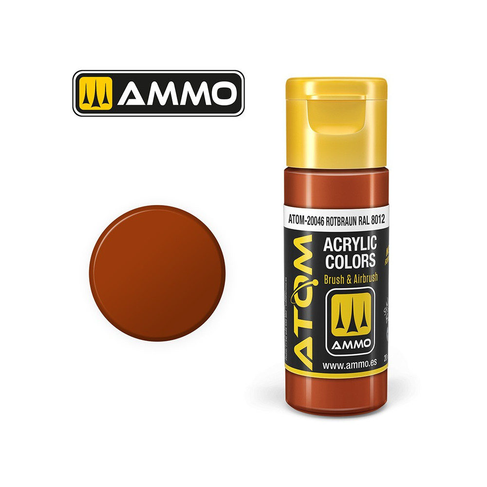 Peinture acrylique Brun brun RAL 8012 20ml ATOM AMMO