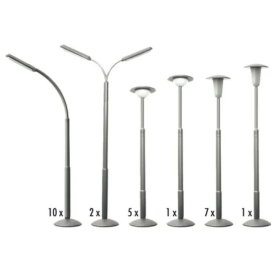 Faller_180538-Faller 180538 Maquette, Kit de 26 lampadaires