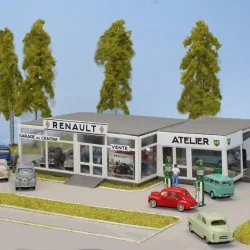 Sai 242 Renault Garage, workshop and BP petrol pumps, with a beige ...