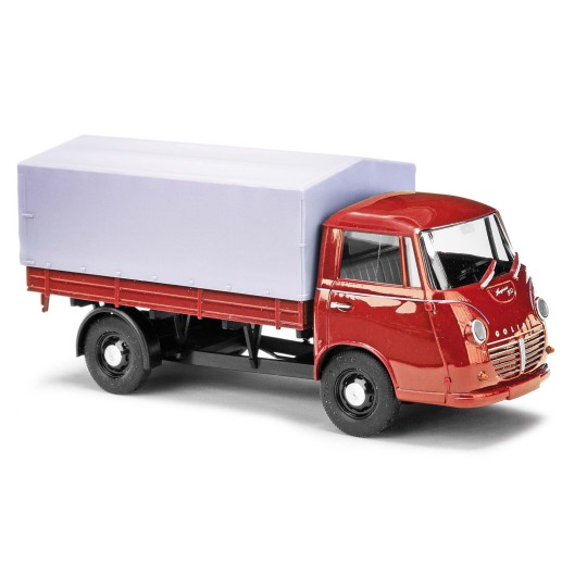 Busch_94211-Busch 94211 Camion Goliath bâché rouge clair