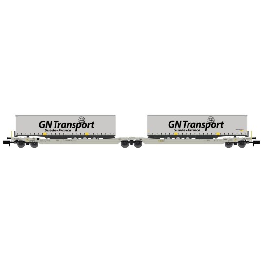 NW-184-REE Modeles NW184 Articulated Kangaroo Wagons type Sdggmrs AAE Cargo, 2 GN TRANSPORT trailers