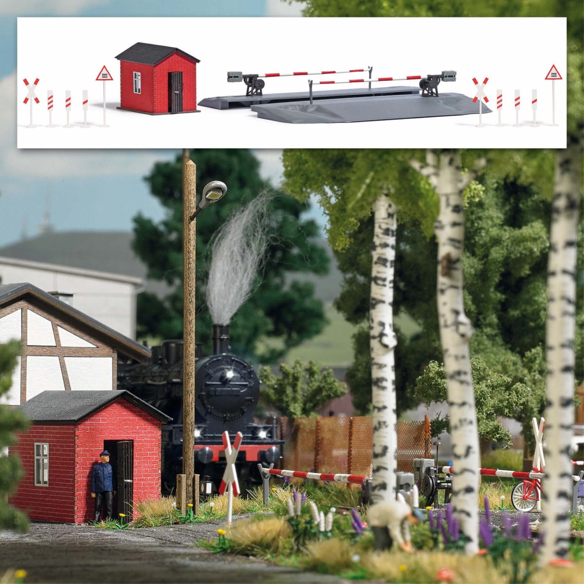 Busch 1396 Gatekeeper's Post and Level Crossing