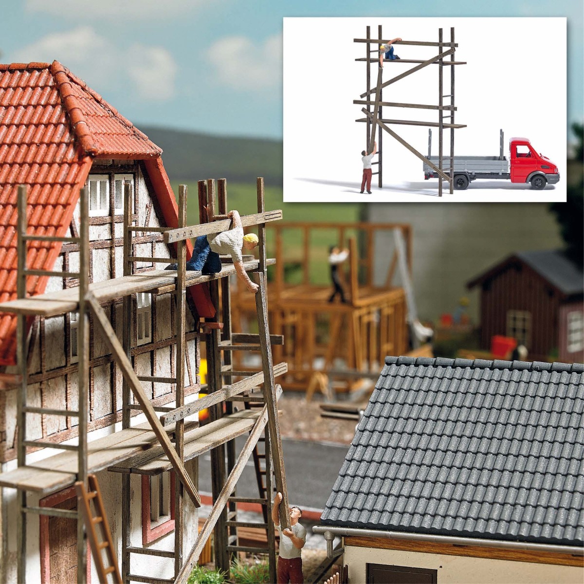 Busch 7901 Scaffolding with Iveco Transporter Truck - Busch_7901