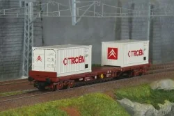 Jouef HJ6310 Flat wagon with sideboards and bogies, SNCF, loaded wi...