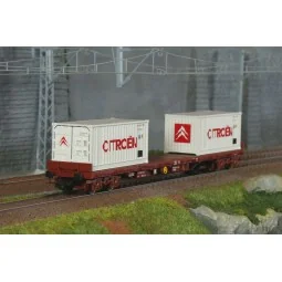 Jouef HJ6310 Wagon plat à ridelles Rs à bogies, SNCF, chargé 2 cont...