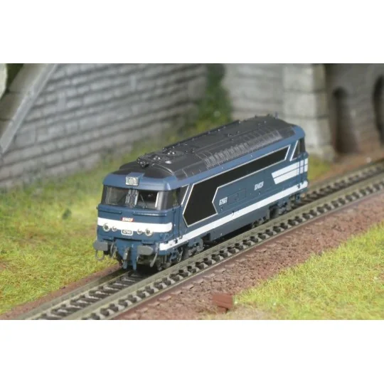 NW-335.S-Locomotive diesel BB 67561, livrée bleue, logo Nouille, MARSEILLE, digitale sonore, N 1/160 - REE Modeles NW335S