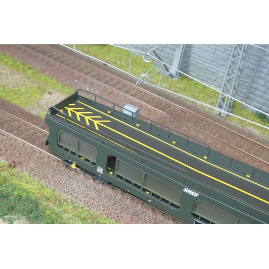 HJ4209-Jouef HJ4188 Wagon porte-auto DD DEV 66, livré vert avec logo casquette blanc, SNCF