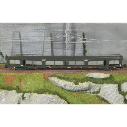 HJ4209-Jouef HJ4188 Wagon porte-auto DD DEV 66, livré vert avec logo casquette blanc, SNCF