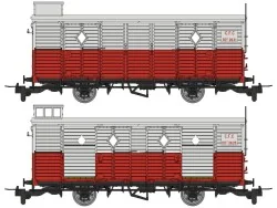 Set of 2 CFC baggage cars, red/grey, era III-IV, HOm - Ree Modeles ...