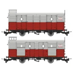 Set de 2 wagons fourgons CFC, rouge/gris, ep. III-IV, HOm - Ree Mod...