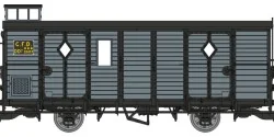 CFV baggage car, blue-grey, ep. III-IV, Vivarais Tourist Train, doo...