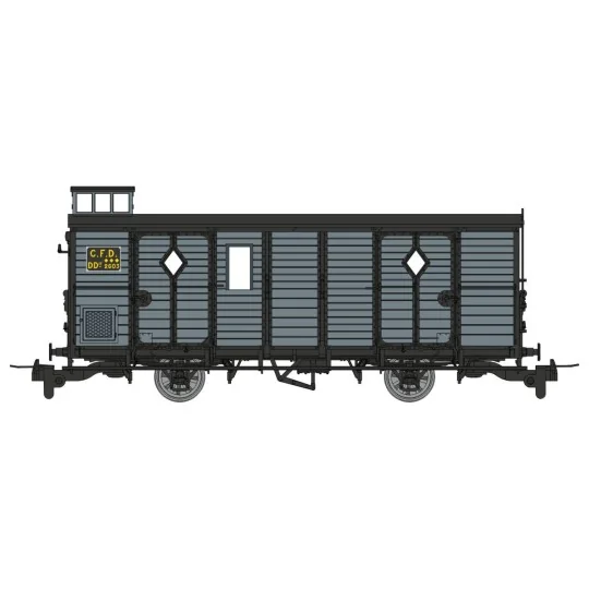 VM-052-CFV baggage car, blue-grey, ep. III-IV, Vivarais Tourist Train, open doors, HOm - Ree Modeles VM051