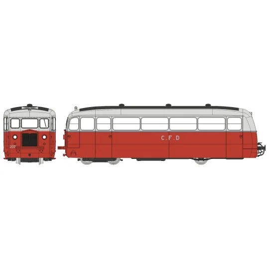 VM-055-Autorail DE DION Type ND, CFD Vivarais, N°207, Rouge/Gris Perle, HOm, digital sonore - Ree Modeles VM055.S