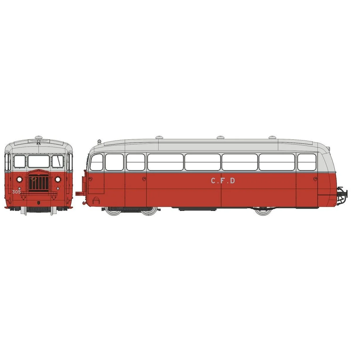 Autorail DE DION Type NC, CFD Charentes & Deux-Sèvres, N°305, Rouge...