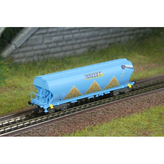 AZAR_W01-MM1-Azar W01-MM1 Wagon trémies à bogies, SNCF, MILLET Maïs, échelle Z