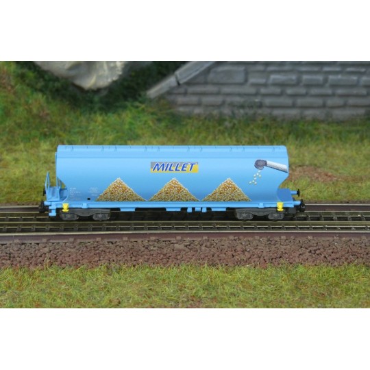 AZAR_W01-MM1-Azar W01-MM1 Wagon trémies à bogies, SNCF, MILLET Maïs, échelle Z