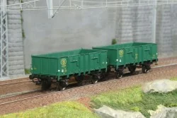 Ree Modeles WB921 Set de 2 wagons Tombereau caisse métallique, vert...