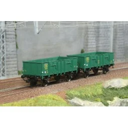 Ree Modeles WB921 Set de 2 wagons Tombereau caisse métallique, vert...