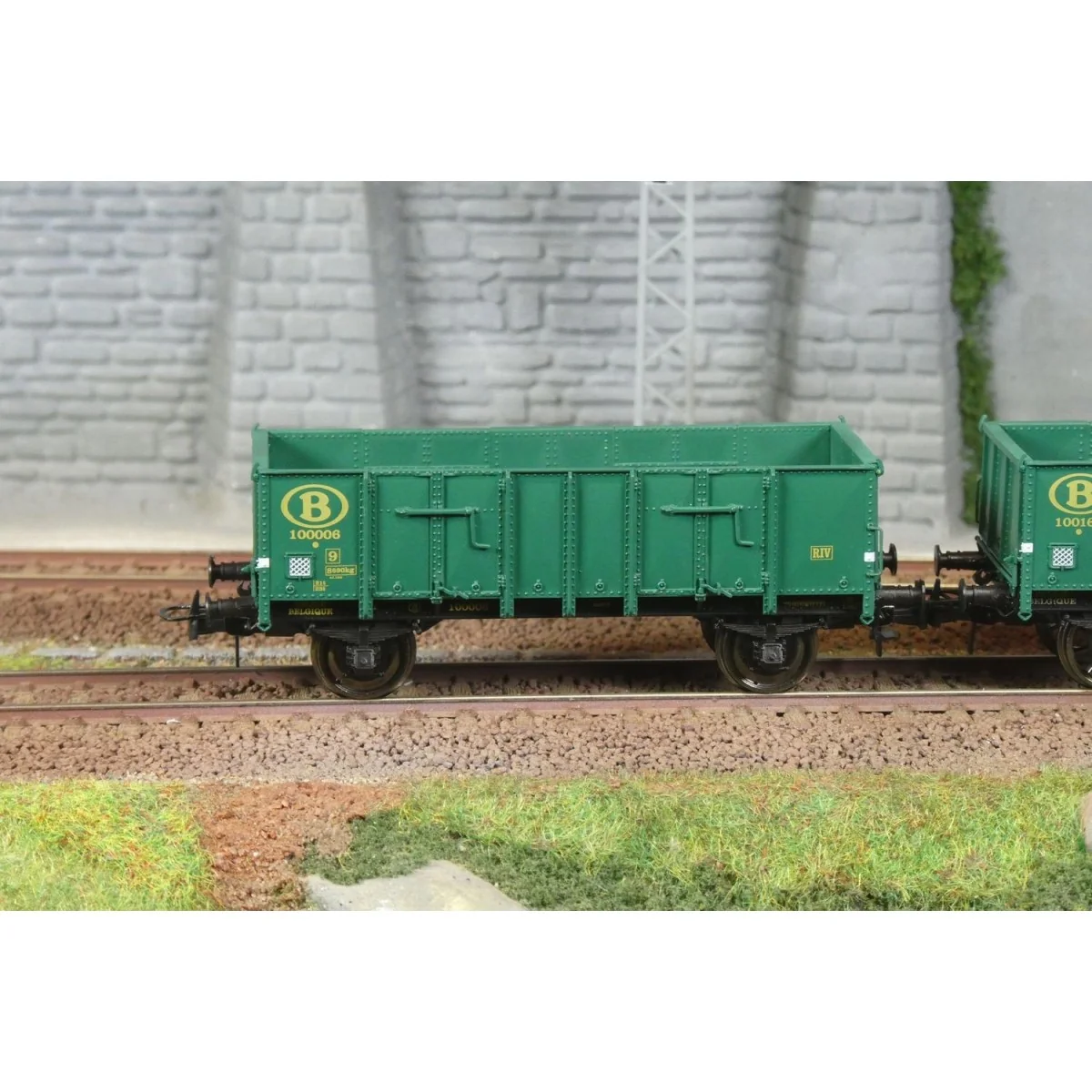 Ree Modeles WB921 Set de 2 wagons Tombereau caisse métallique, vert...