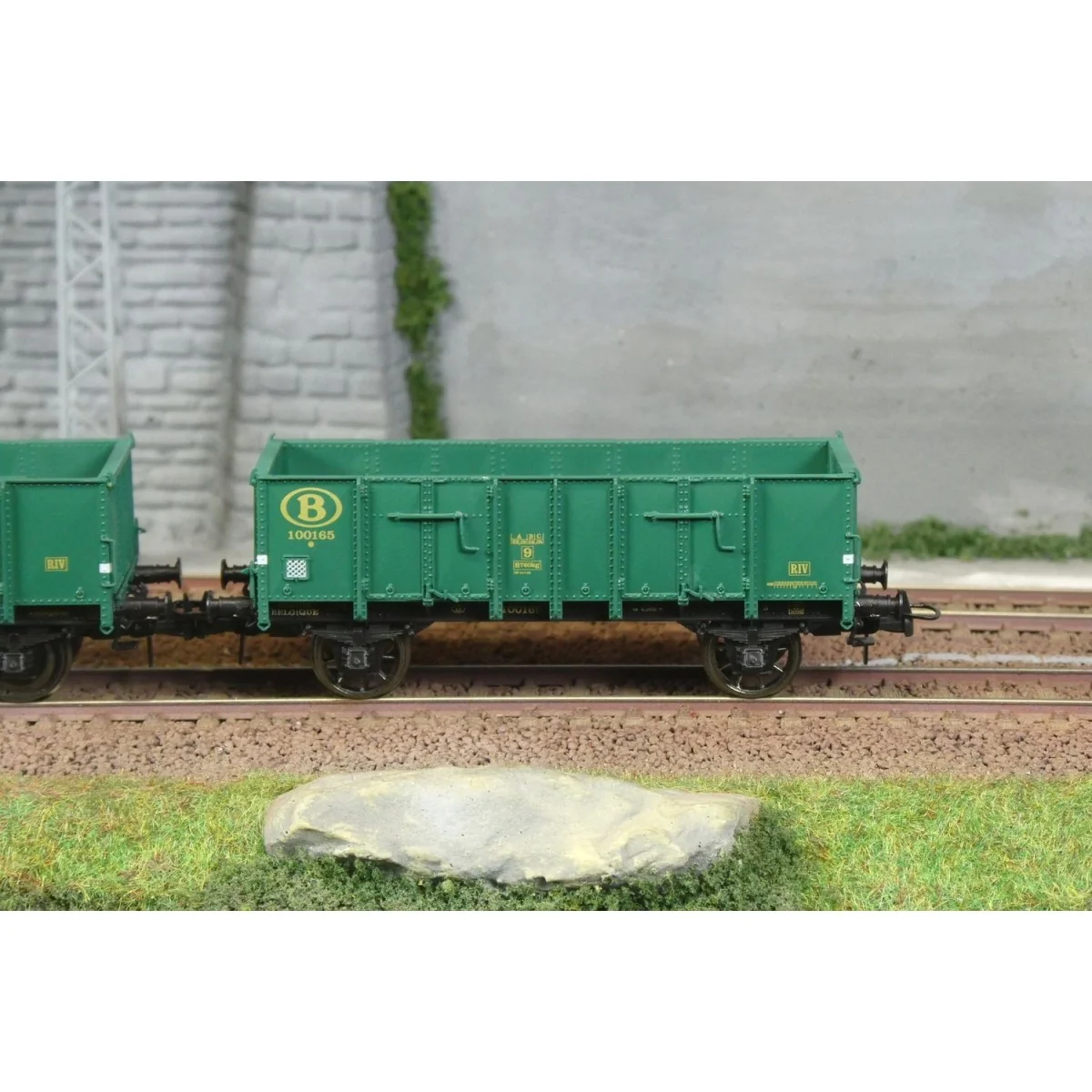 Ree Modeles WB921 Set de 2 wagons Tombereau caisse métallique, vert...