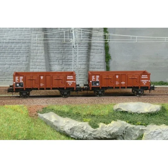 WB-928-Ree Modeles WB928 Set de 2 wagons Tombereau caisse métallique et bois, DR, ep.III