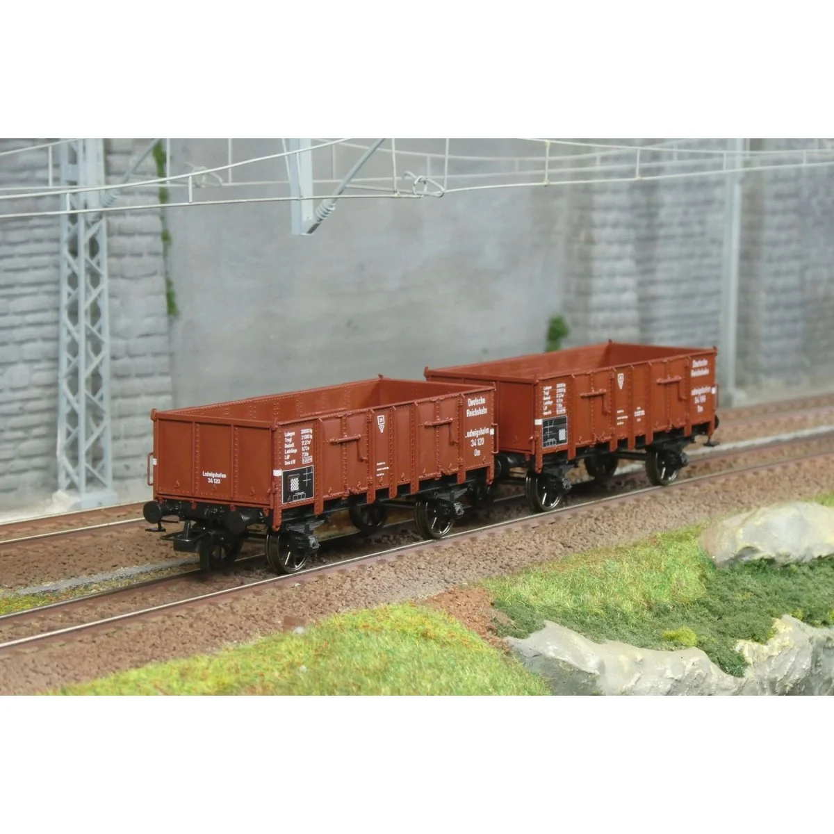 Ree Modeles WB928 Set de 2 wagons Tombereau caisse métallique et bo...