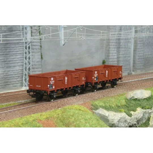 WB-931-Ree Modeles WB931 Set de 2 wagons Tombereau caisse bois, DR, ep.IV