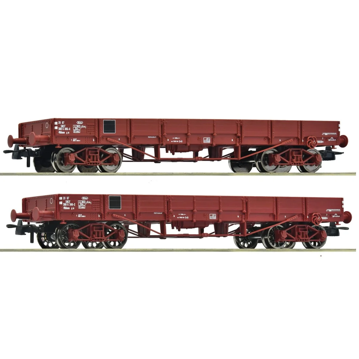 Set de 2 wagons à bords bas, bogies, type TP, SNCF - Roco 6600224