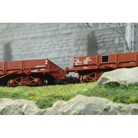 Set of 2 low-sided wagons, bogies, type TP, SNCF - Roco 6600224 Roco_6600224-Set of 2 low-sided wagons, bogies, type TP, SNCF - Roco 6600224