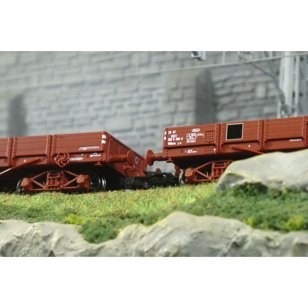 Set of 2 low-sided wagons, bogies, type TP, SNCF - Roco 6600224