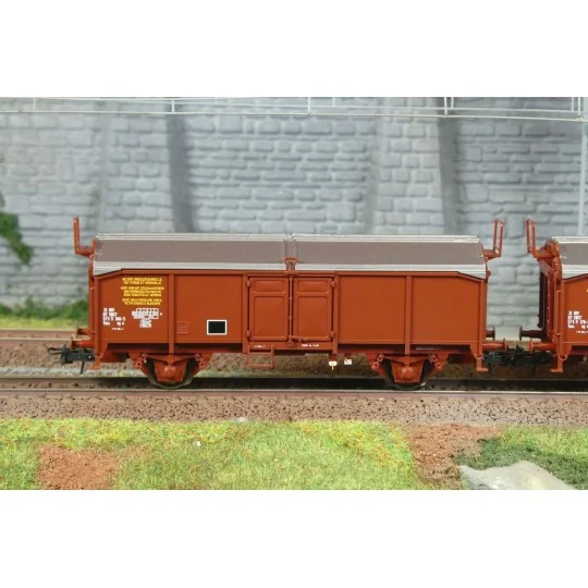 Set of 3 sliding roof wagons, type Tms, SNCF, HO - Roco 6600173 Roco_6600173-Set of 3 sliding roof wagons, type Tms, SNCF, HO - Roco 6600173