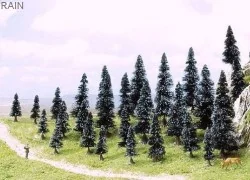 Busch 6492 Pack of 35 Assorted Christmas Trees with Roots