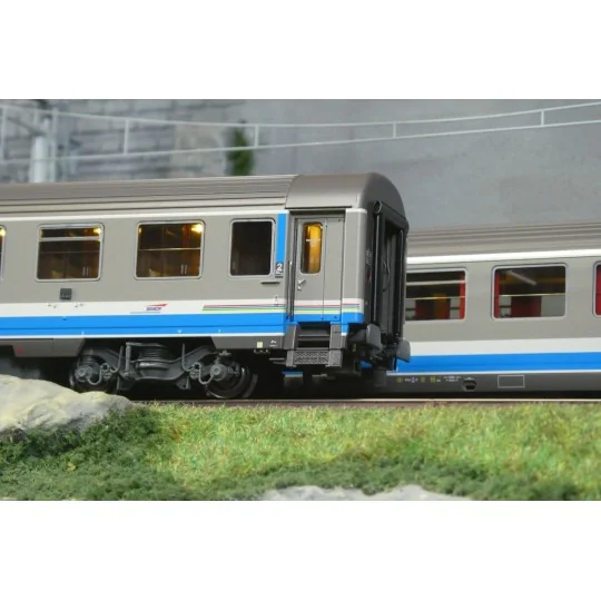 LSM_41253DC-LS Models 41253DC Set of 3 passenger cars (VU + VTU), driving trailer, SNCF, TER Rhône-Alpes, Casquette logo, lighting