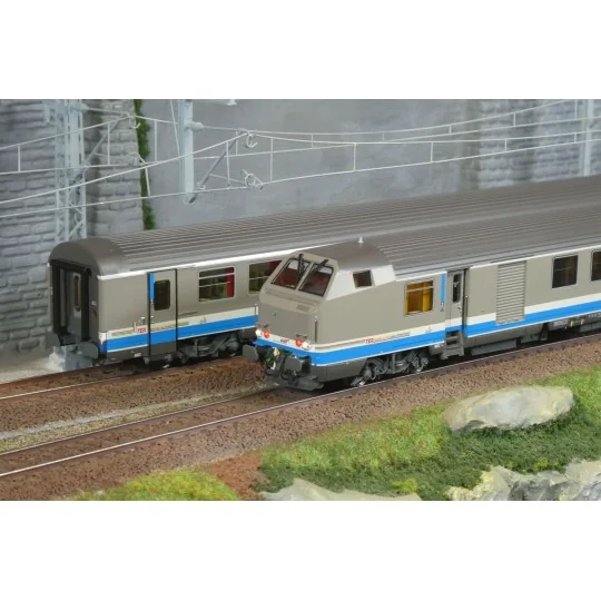 LSM_41253DC-Set de 3 voitures VU + VTU LS Models, 41253DC, voiture pilote B6, SNCF, TER Rhône-Alpes, logo Casquette, éclairage