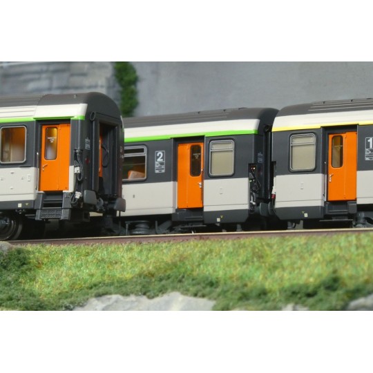LSM_41250DC-LS Models 41250DC Set of 3 original Corail coaches (VU + VTU), driving trailer, SNCF, framed logo, lighting