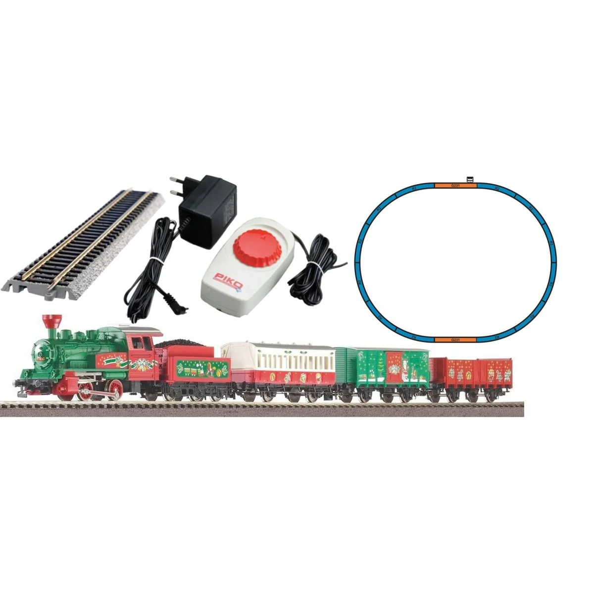 Piko 57081 Christmas Starter Set with Steam Locomotive and 3 Carriages Piko 57081 Christmas Starter Set with Steam Locomotive and 3 Carriages