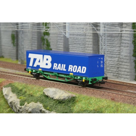 Piko_97167-Piko 97167 Wagon plat 2 essieux, avec container 40' Tab Rail Road
