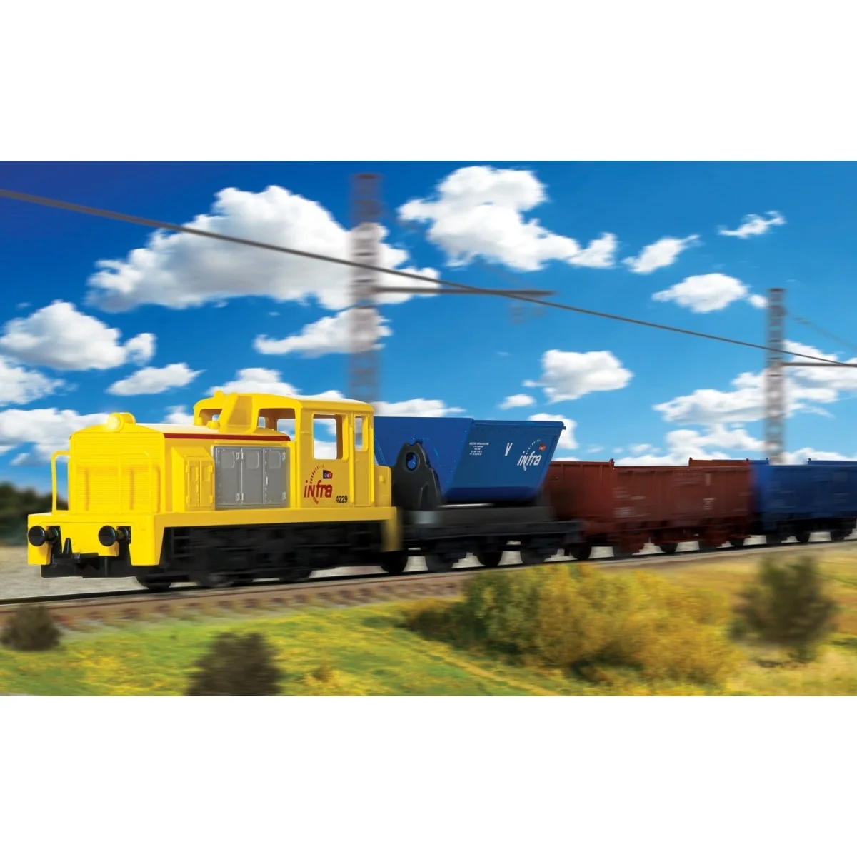 Jouef HJ1062 INFRA diesel locomotive starter set, SNCF, 3 wagons, j...