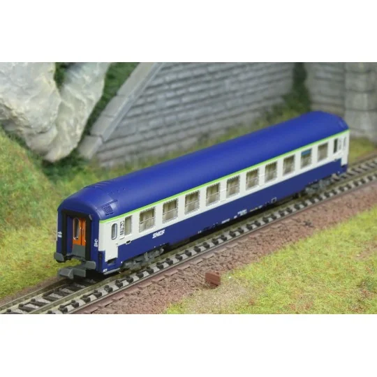 UIC B9c9x 2nd class sleeping car, TEN SNCF livery - REE NW353, N 1/160 NW-353-REE Modeles NW343 UIC passenger car, A7D ex-Capitole, white stripe and Corail cartouche, ep.IV, N - 1/160 - NW-353