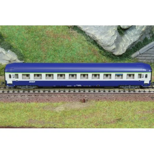UIC B9c9x 2nd class sleeping car, TEN SNCF livery - REE NW353, N 1/160 NW-353-REE Modeles NW343 UIC passenger car, A7D ex-Capitole, white stripe and Corail cartouche, ep.IV, N - 1/160 - NW-353