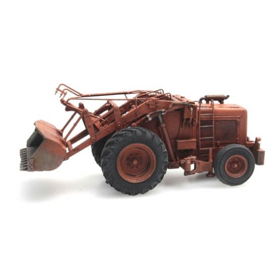 Arti_387.379-Artitec 387.379 Bischoff Polytrac backhoe loader with bucket, orange