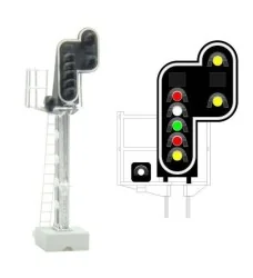 Feu Tricolore Miniature HO 1:100 – 3 LED (rouge, Vert, Jaune) – Alimentation 3V – 6,5 Cm – Pour Modélisme Ferroviaire